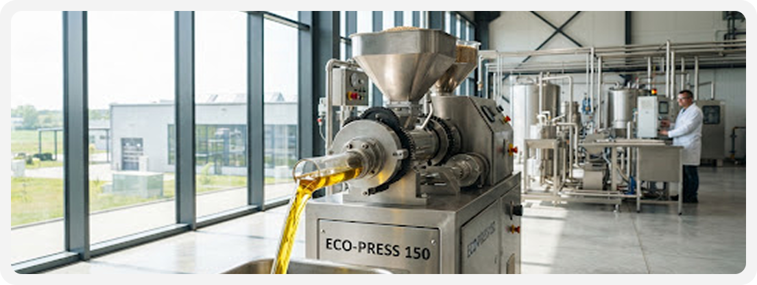 Modern expeller machines in the factory
